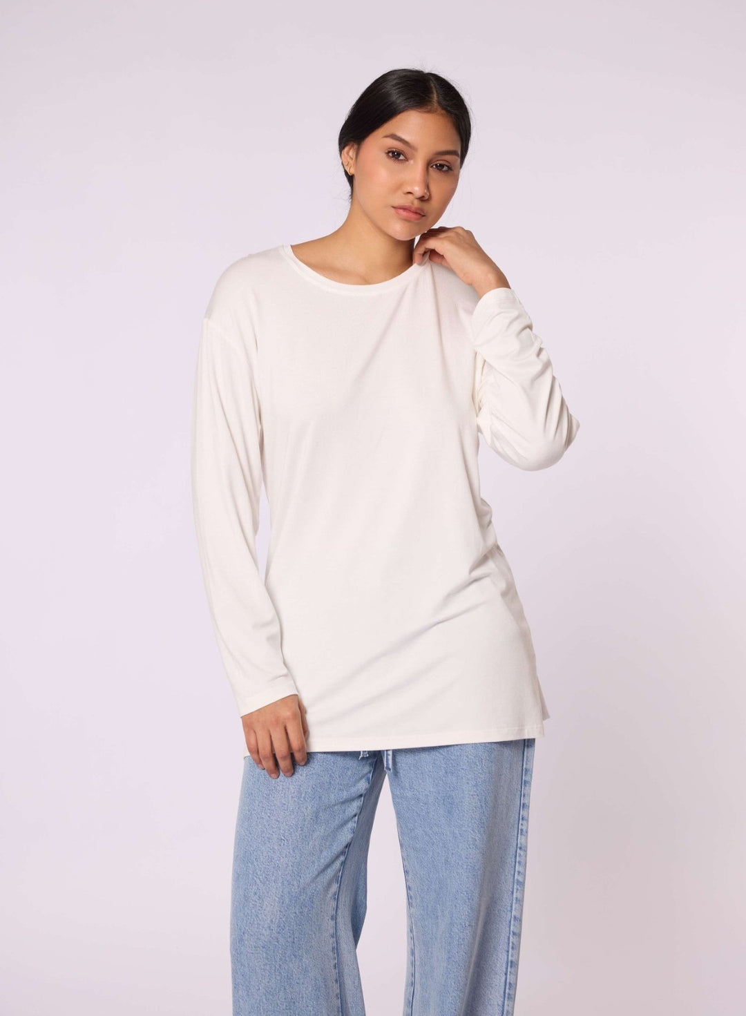 Düz Basic Bisiklet Yaka Tunik