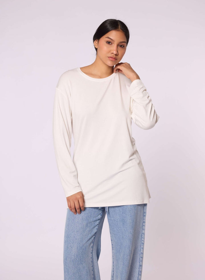Düz Basic Bisiklet Yaka Tunik