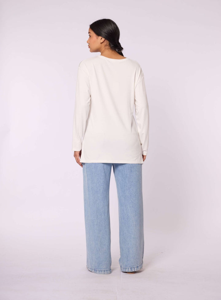 Düz Basic Bisiklet Yaka Tunik