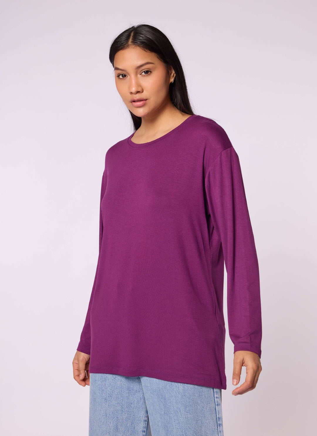 Düz Basic Bisiklet Yaka Tunik