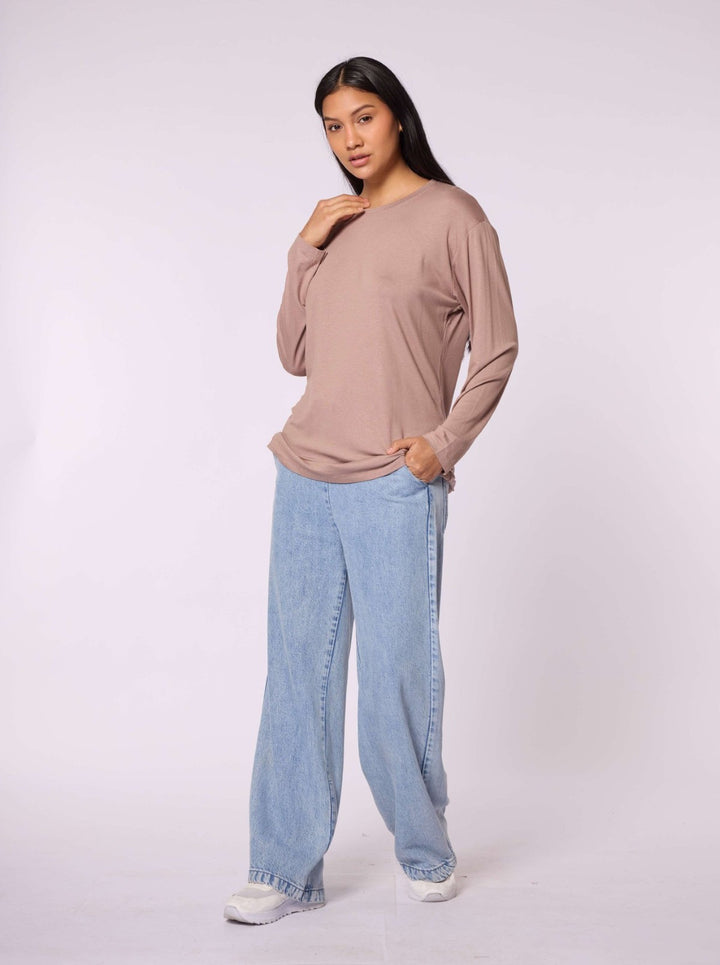 Düz Basic Bisiklet Yaka Tunik