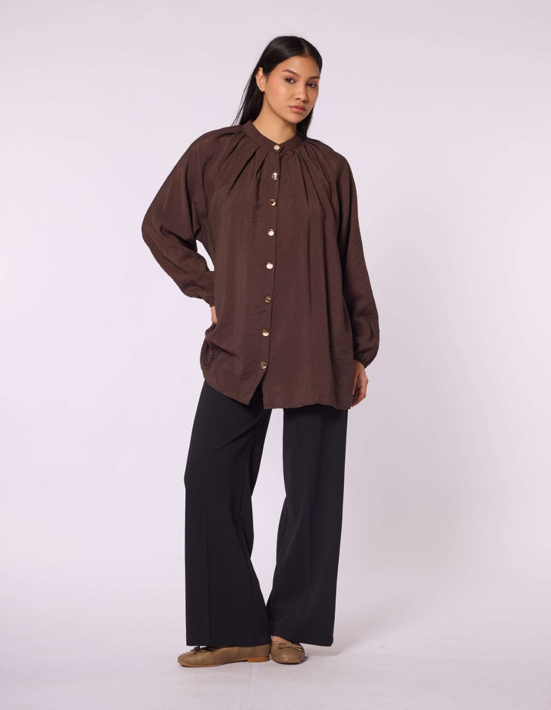 Hakim Yaka Pile Detaylı Reglan Kol Tunik