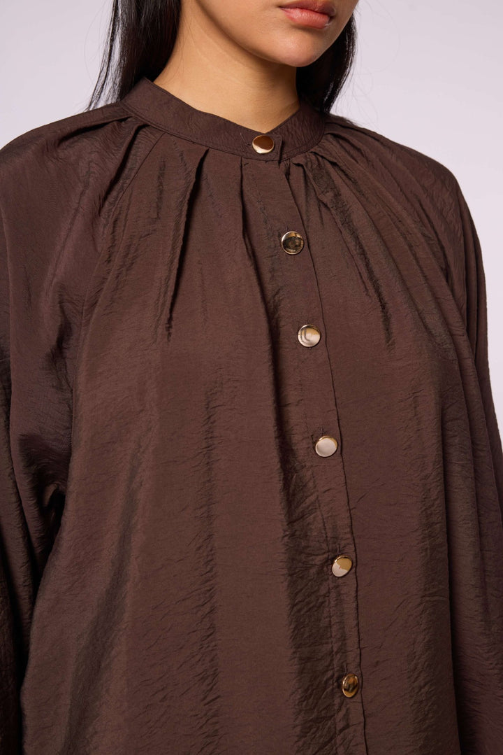 Hakim Yaka Pile Detaylı Reglan Kol Tunik
