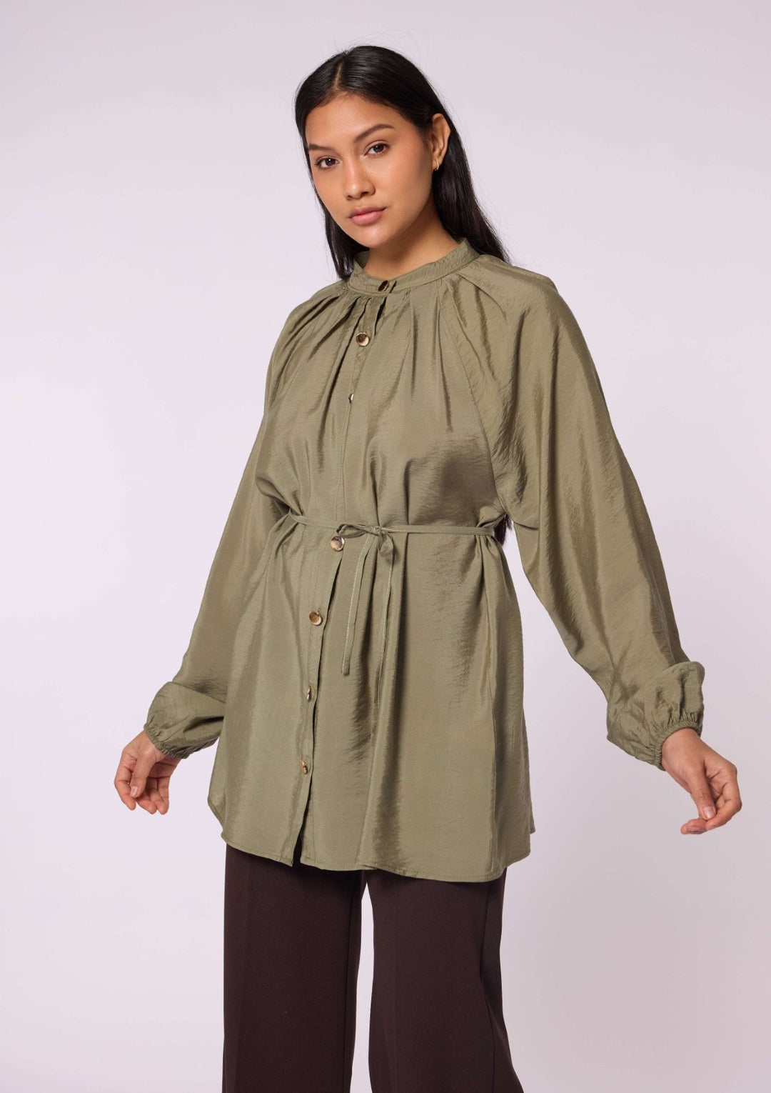 Hakim Yaka Pile Detaylı Reglan Kol Tunik