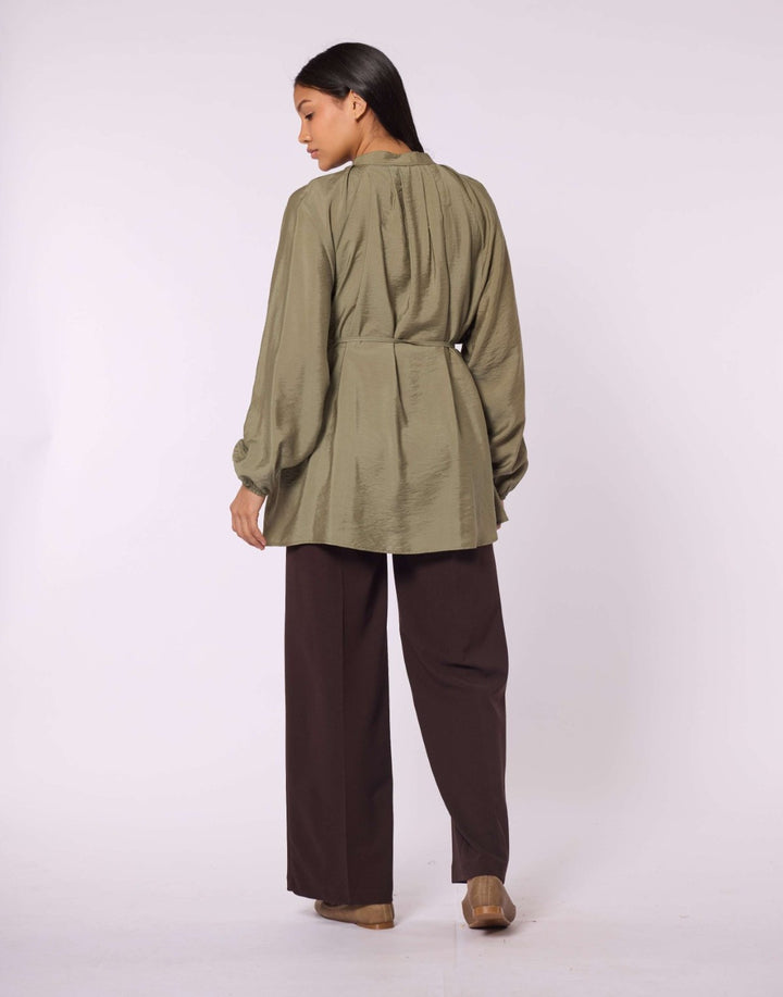 Hakim Yaka Pile Detaylı Reglan Kol Tunik