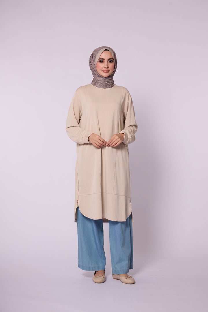 Yan Fermuar Detaylı Basic Tunik