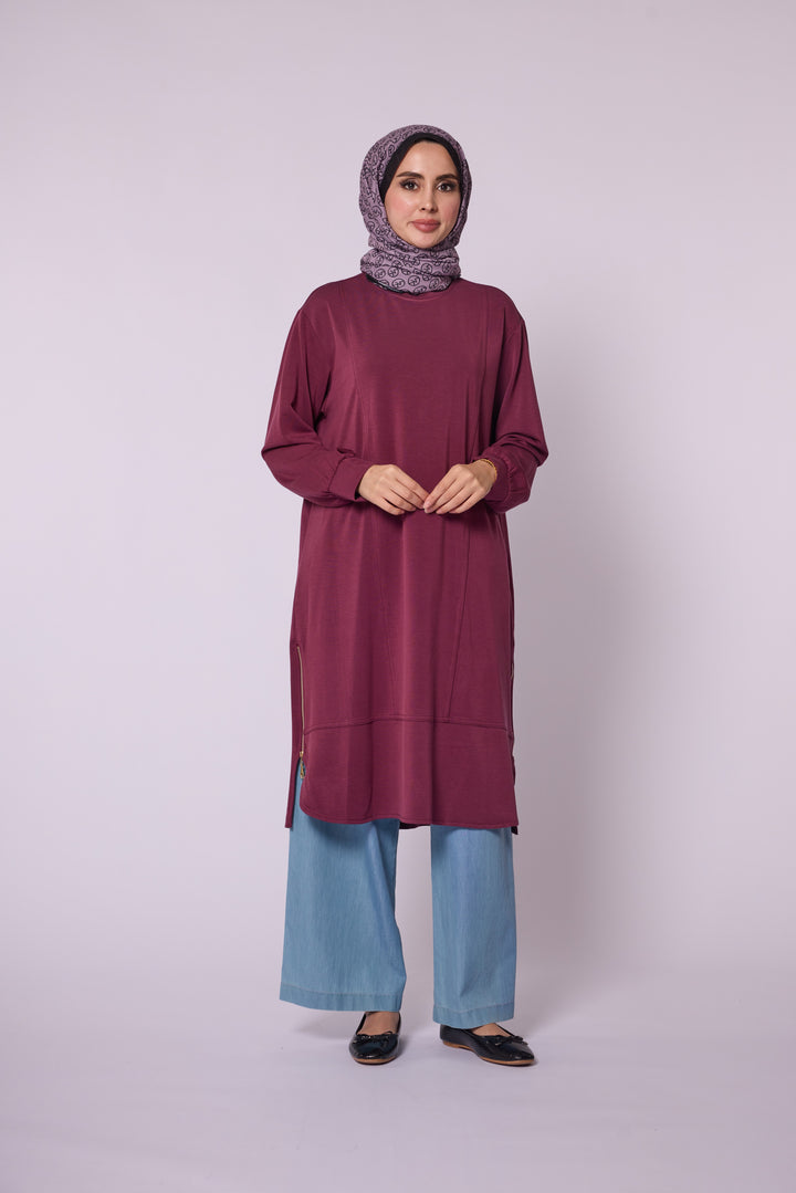 Yan Fermuar Detaylı Basic Tunik