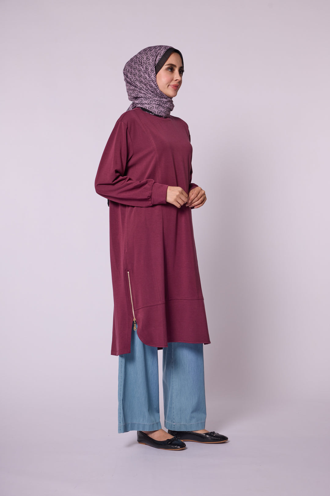 Yan Fermuar Detaylı Basic Tunik