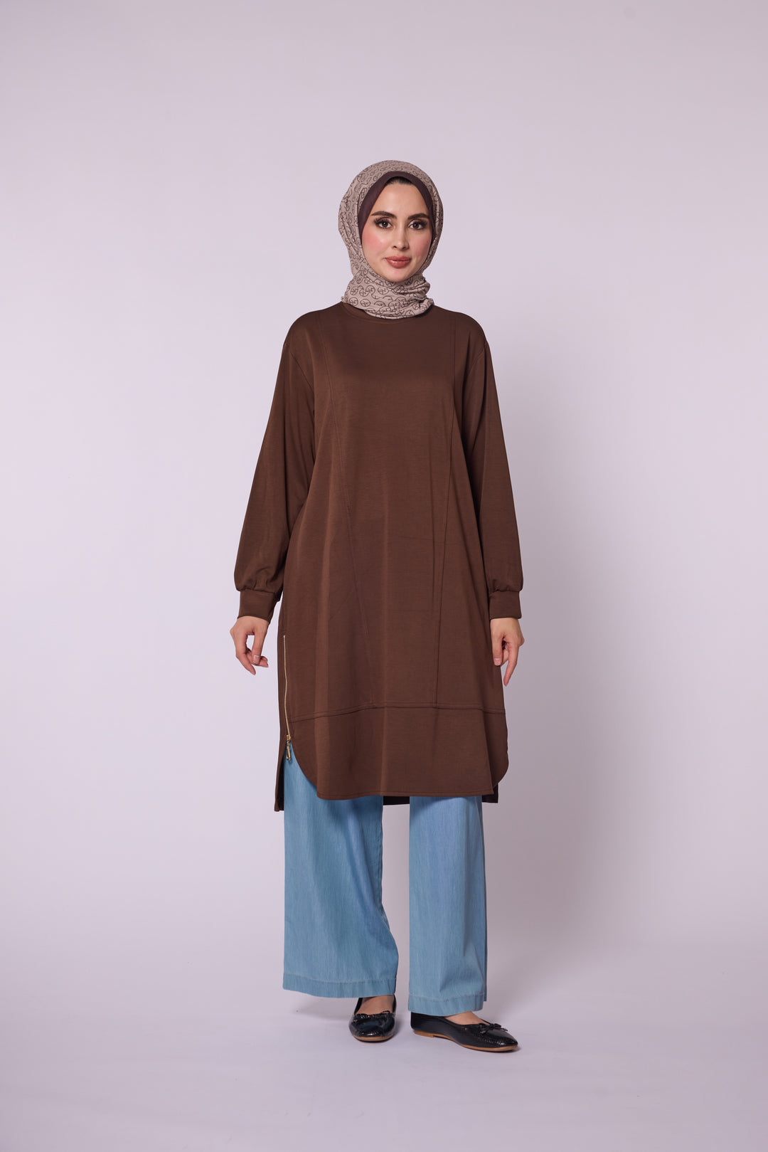 Yan Fermuar Detaylı Basic Tunik