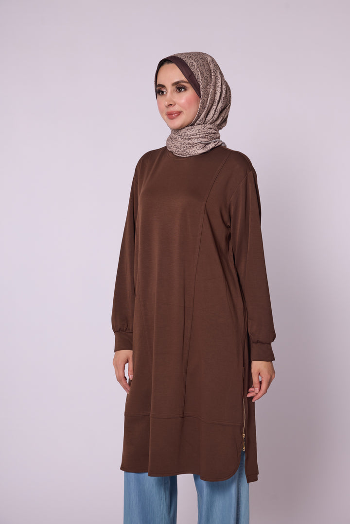 Yan Fermuar Detaylı Basic Tunik