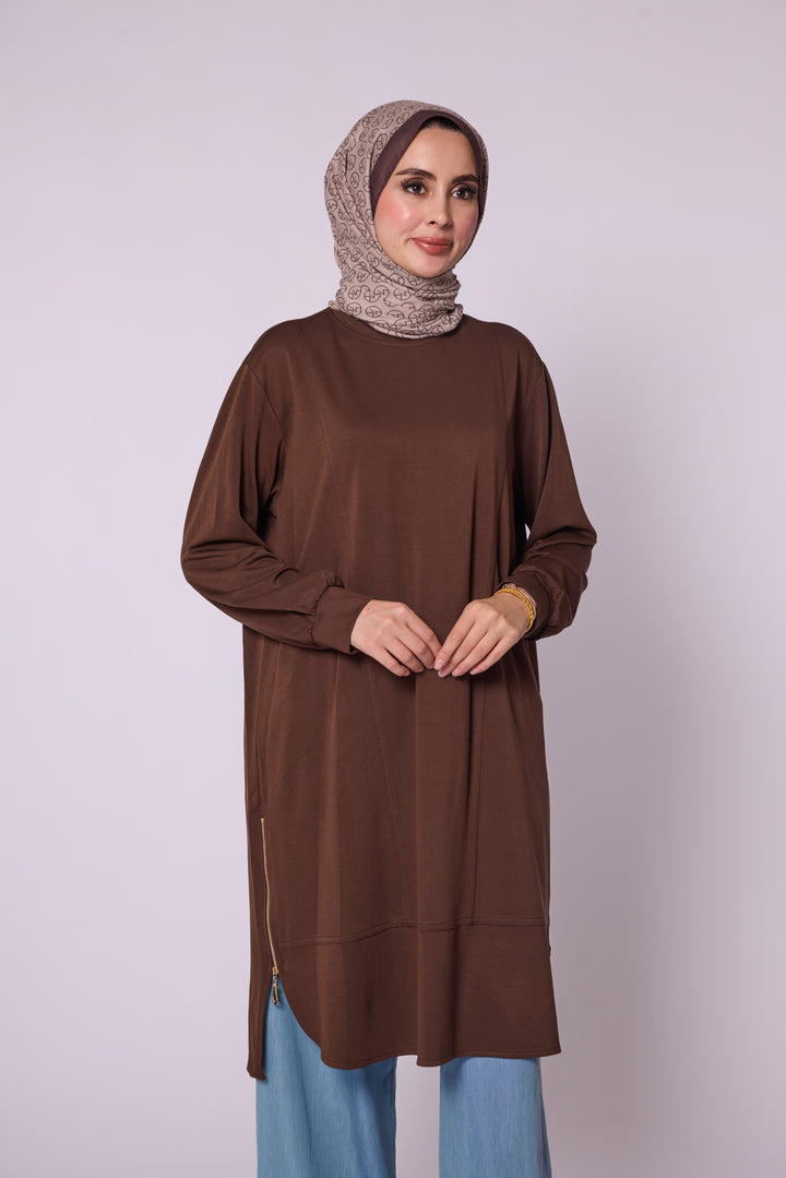 Yan Fermuar Detaylı Basic Tunik