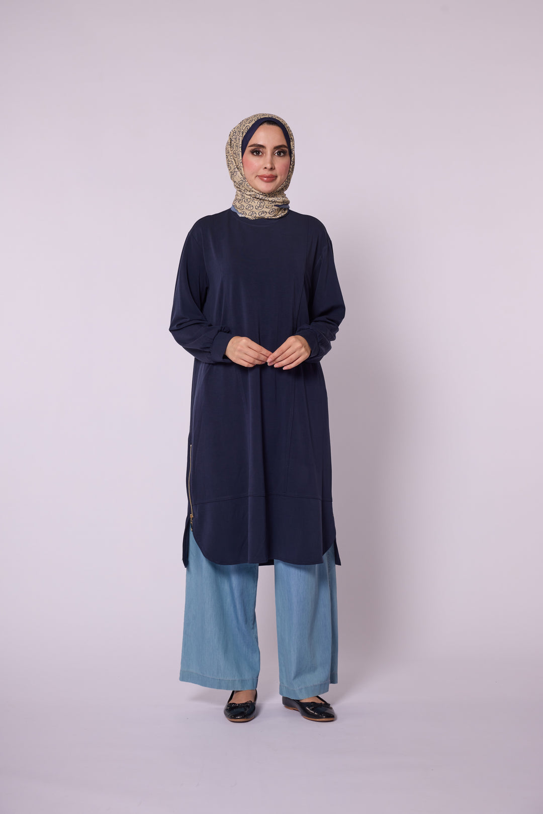 Yan Fermuar Detaylı Basic Tunik