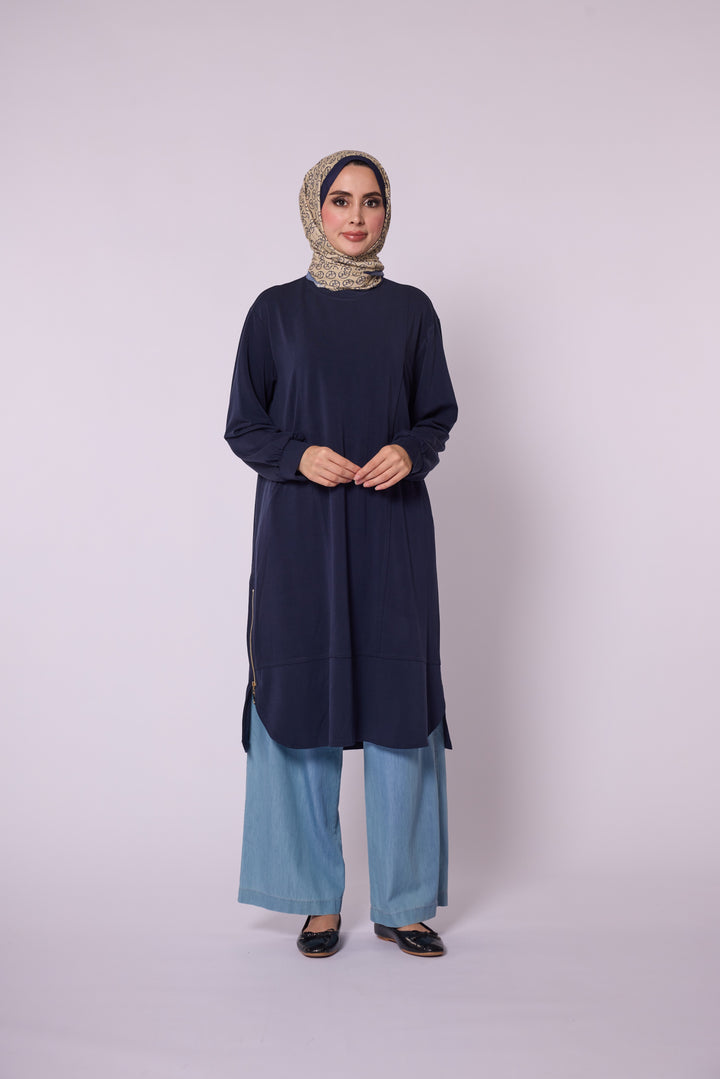 Yan Fermuar Detaylı Basic Tunik