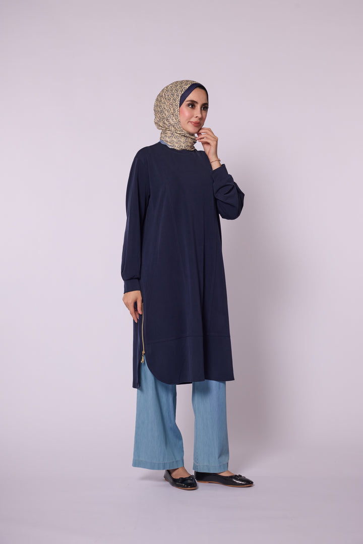 Yan Fermuar Detaylı Basic Tunik