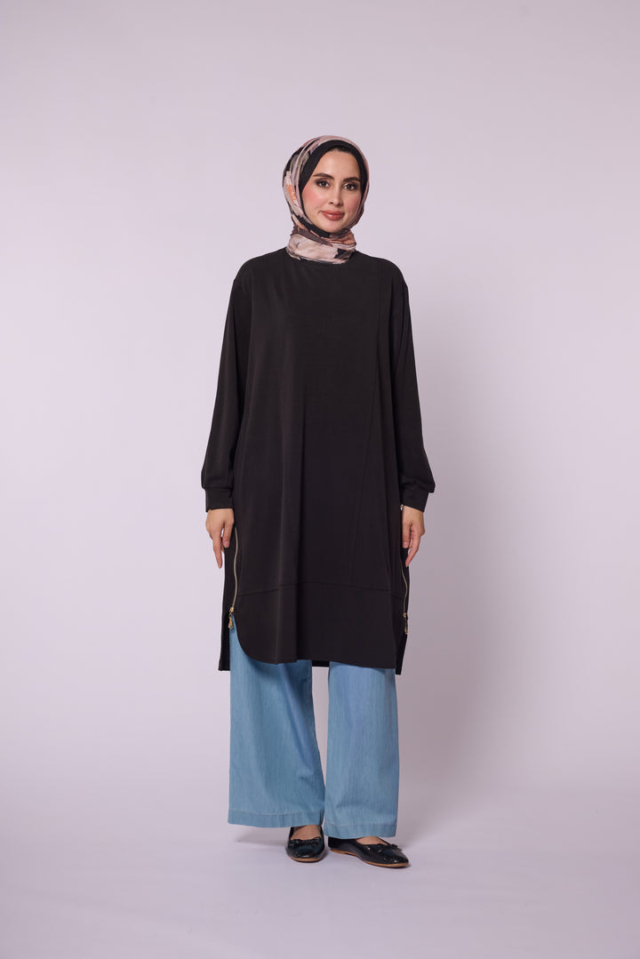 Yan Fermuar Detaylı Basic Tunik