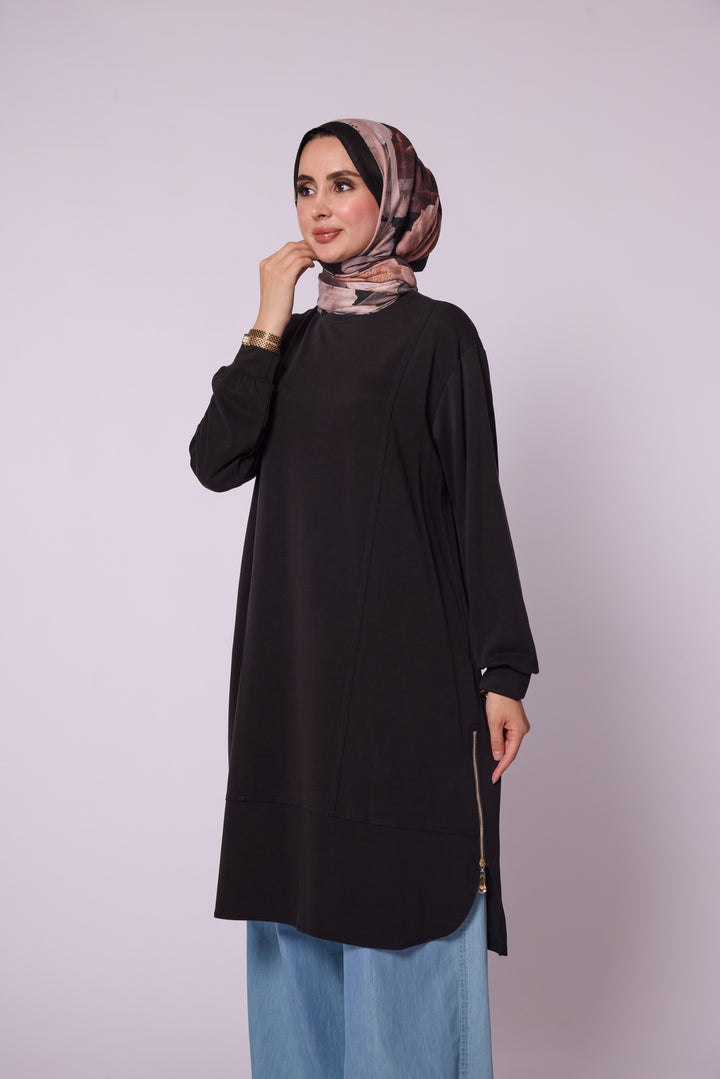 Yan Fermuar Detaylı Basic Tunik