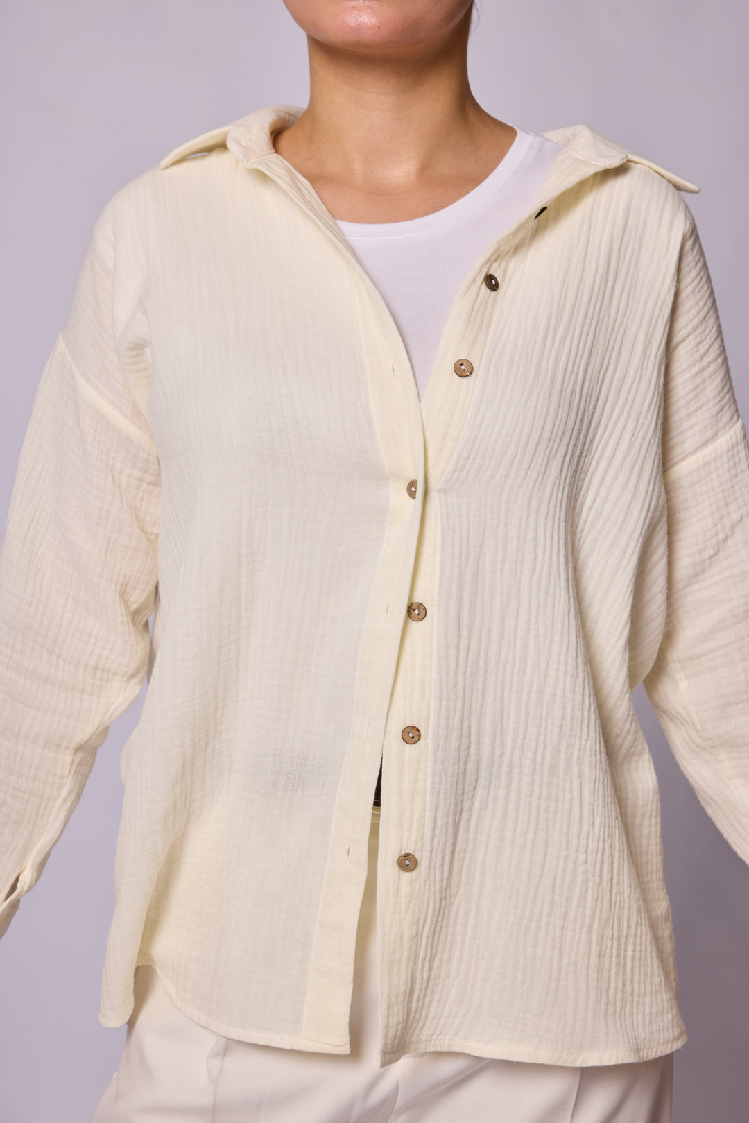 Dokulu Kumaş Oversize Gömlek Abacı Giyim