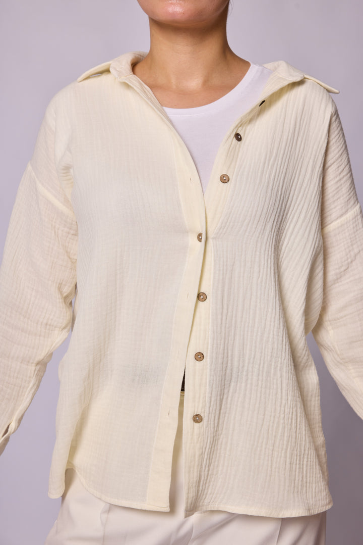 Dokulu Kumaş Oversize Gömlek Abacı Giyim