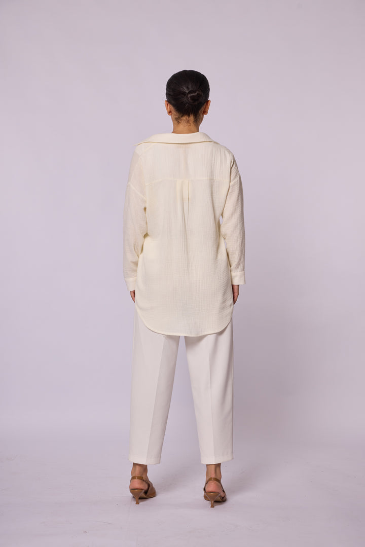 Dokulu Kumaş Oversize Gömlek Abacı Giyim