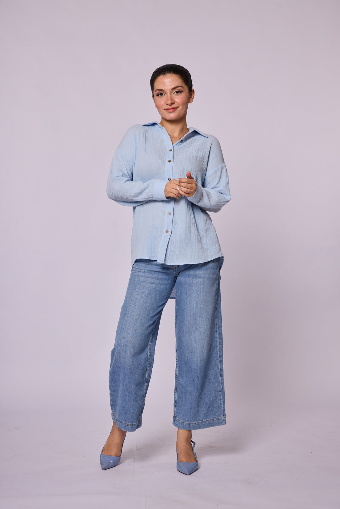 Dokulu Kumaş Oversize Gömlek Abacı Giyim