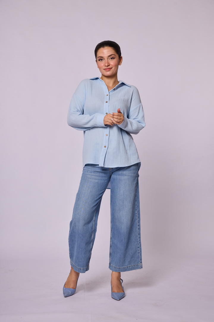 Dokulu Kumaş Oversize Gömlek Abacı Giyim