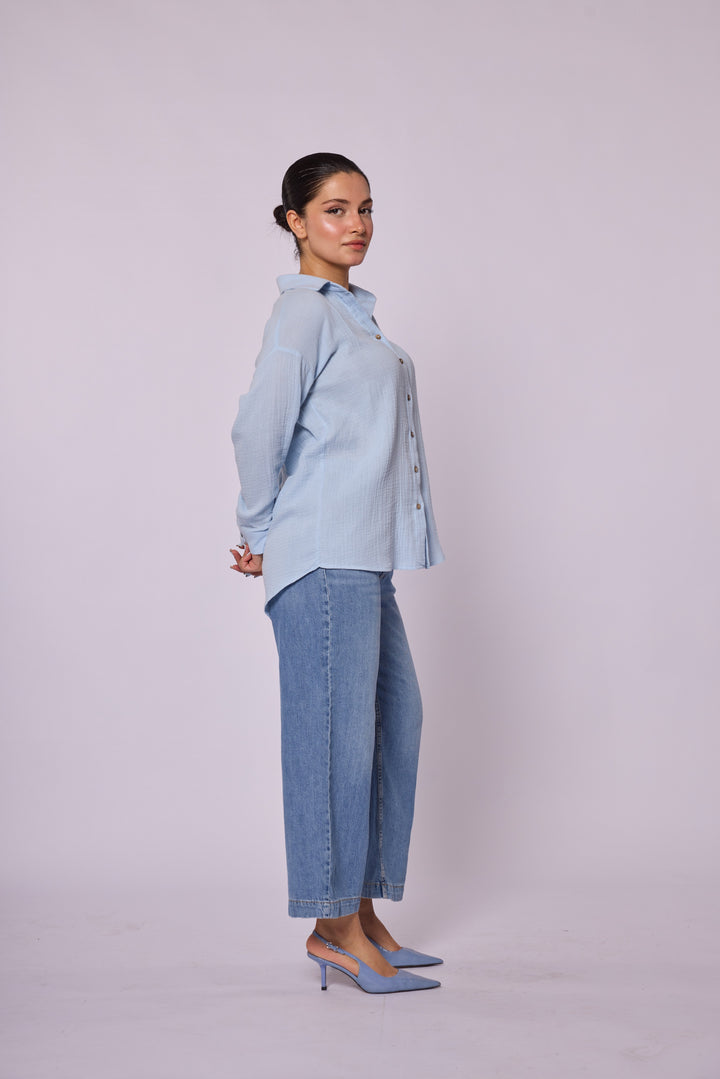 Dokulu Kumaş Oversize Gömlek Abacı Giyim