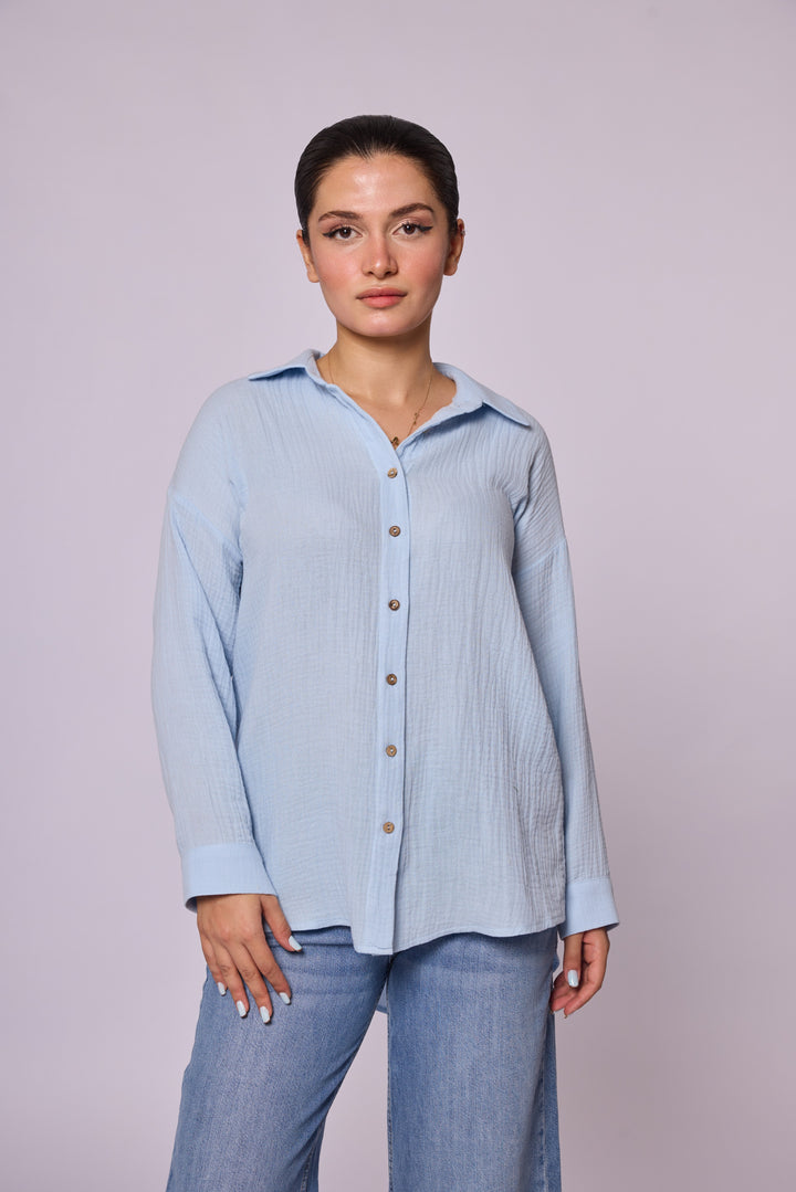 Dokulu Kumaş Oversize Gömlek Abacı Giyim