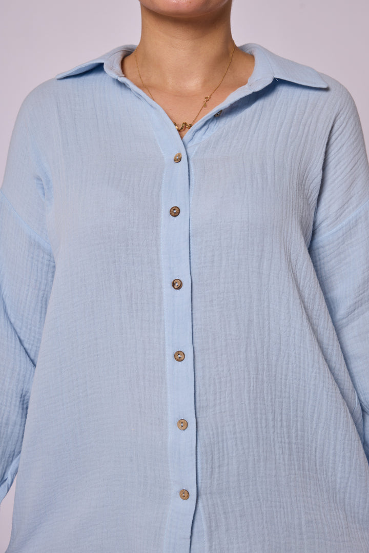 Dokulu Kumaş Oversize Gömlek Abacı Giyim