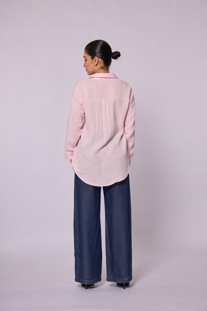 Dokulu Kumaş Oversize Gömlek Abacı Giyim
