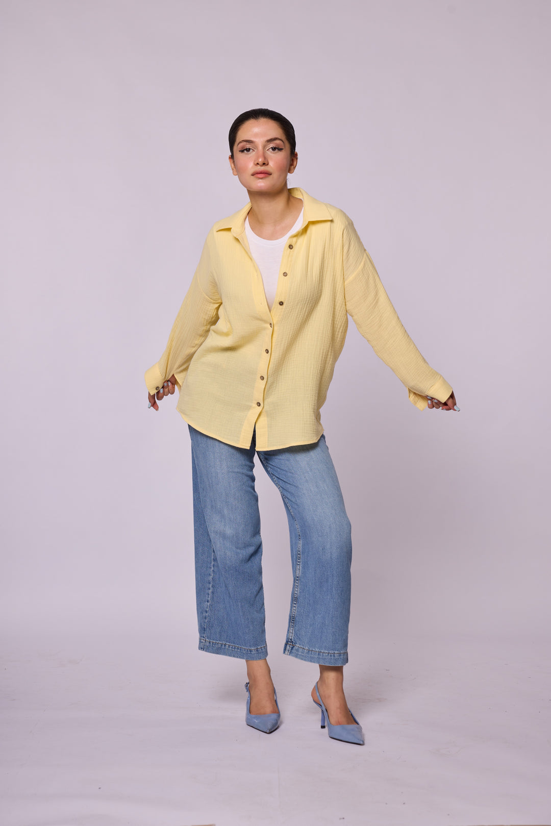 Dokulu Kumaş Oversize Gömlek Abacı Giyim