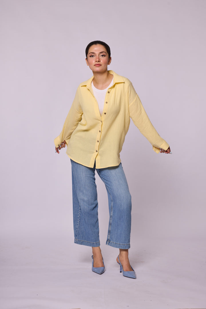 Dokulu Kumaş Oversize Gömlek Abacı Giyim