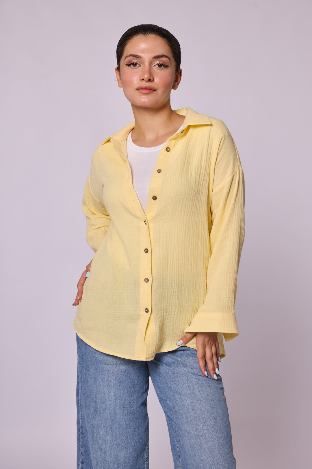 Dokulu Kumaş Oversize Gömlek Abacı Giyim