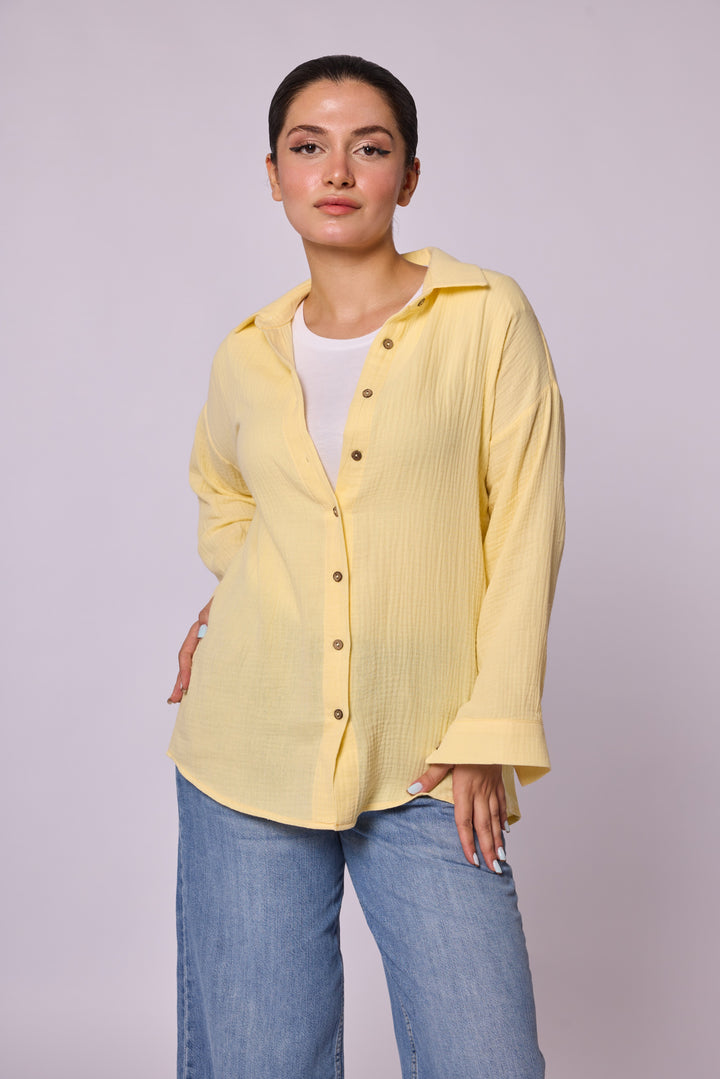 Dokulu Kumaş Oversize Gömlek Abacı Giyim