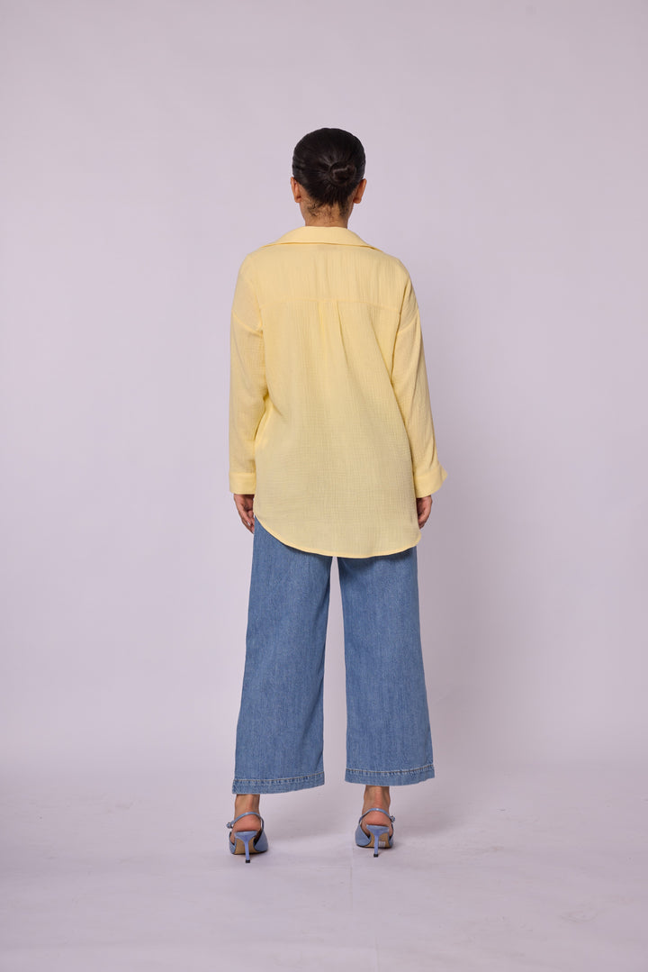 Dokulu Kumaş Oversize Gömlek Abacı Giyim