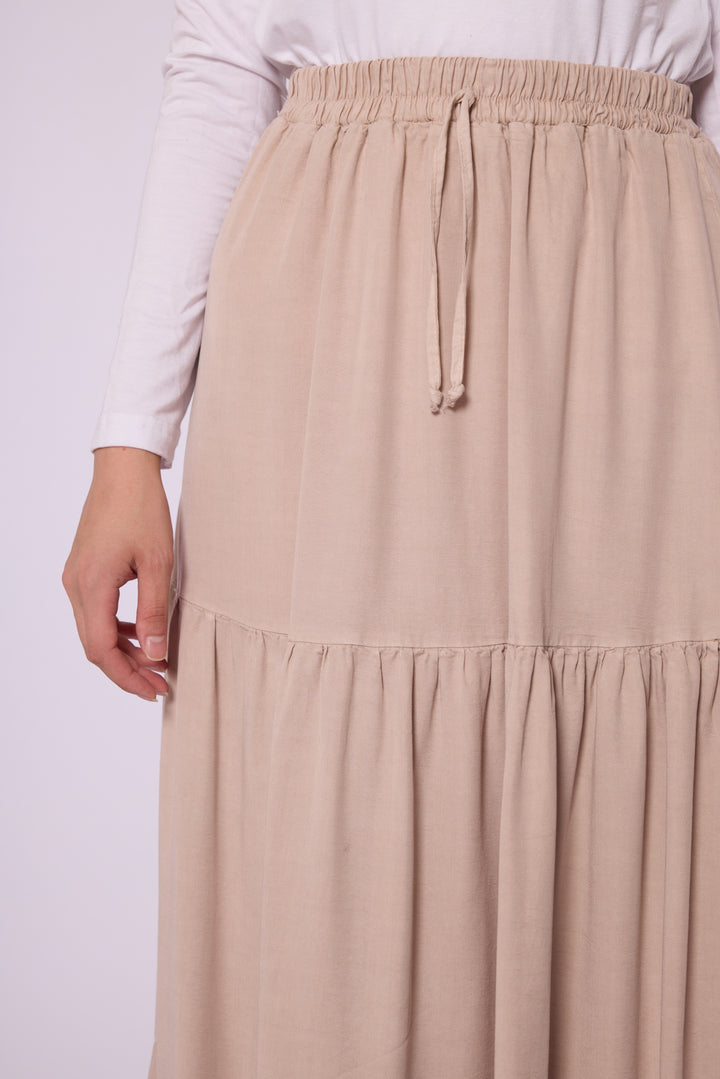 Volan Detaylı Tencel Etek Abacı Giyim