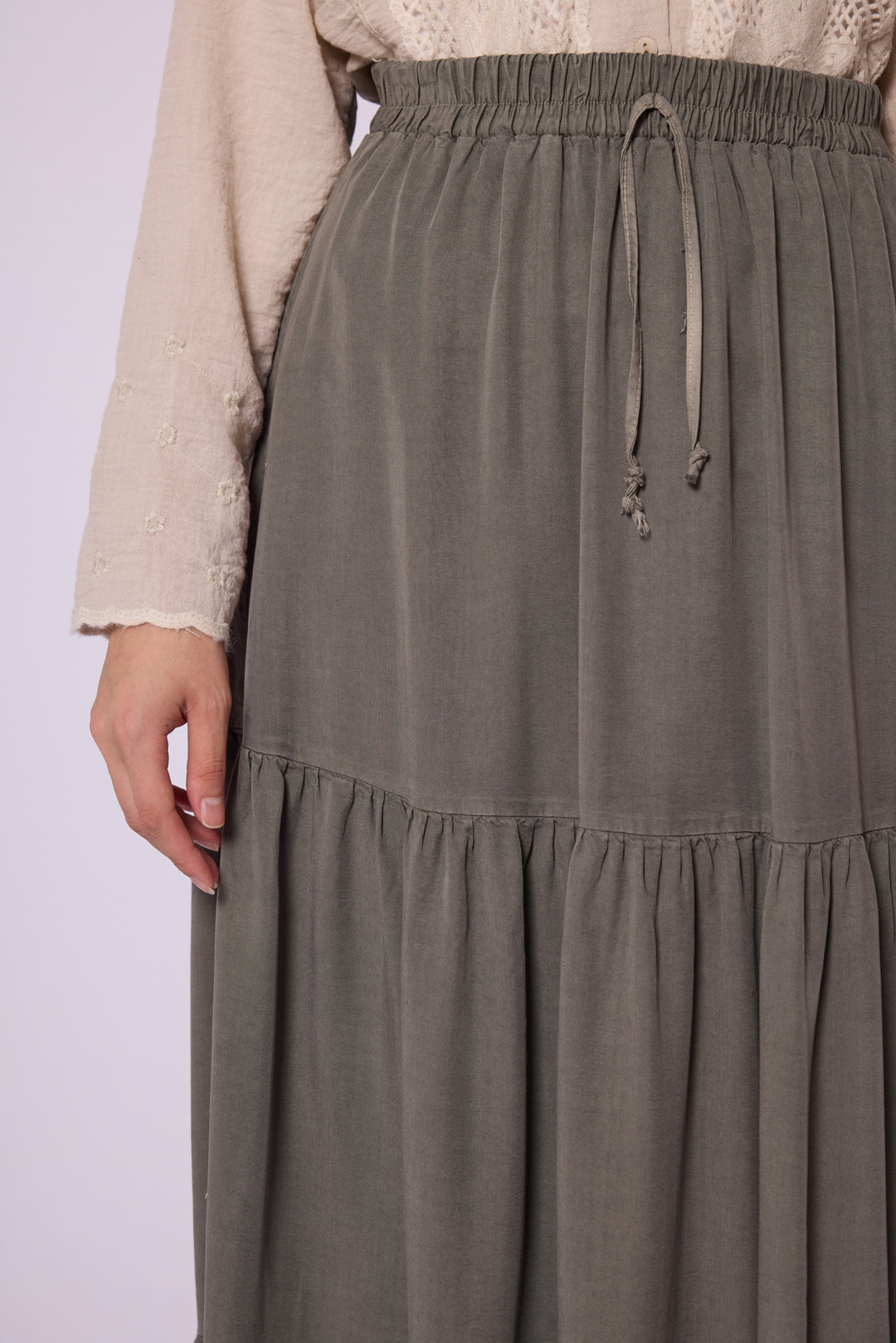 Volan Detaylı Tencel Etek Abacı Giyim