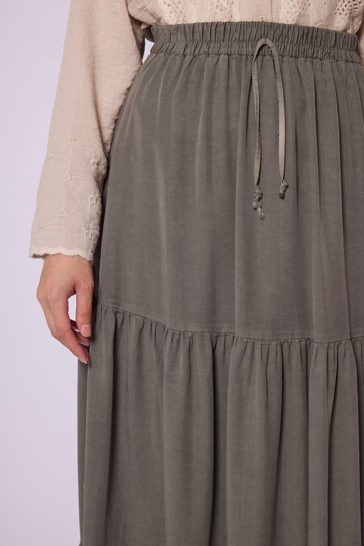 Volan Detaylı Tencel Etek Abacı Giyim