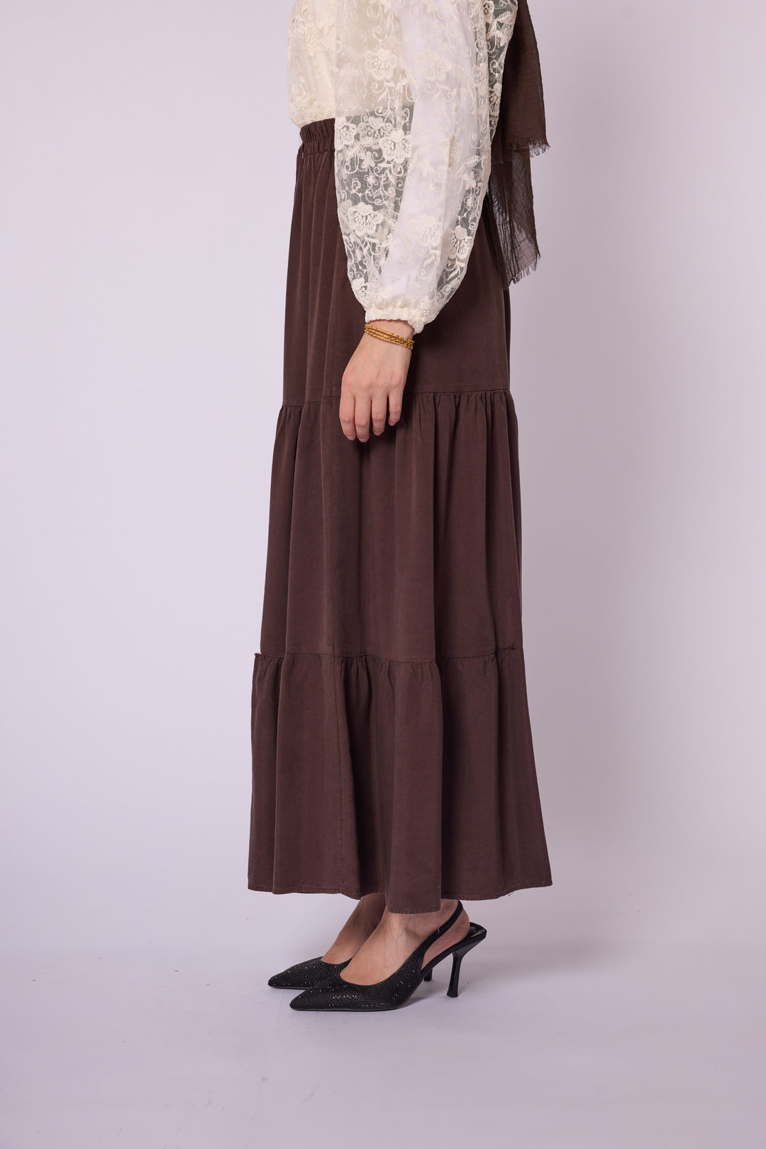 Volan Detaylı Tencel Etek Abacı Giyim