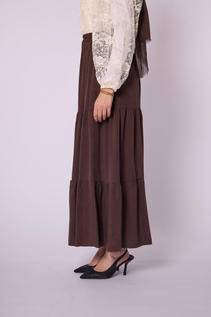 Volan Detaylı Tencel Etek Abacı Giyim