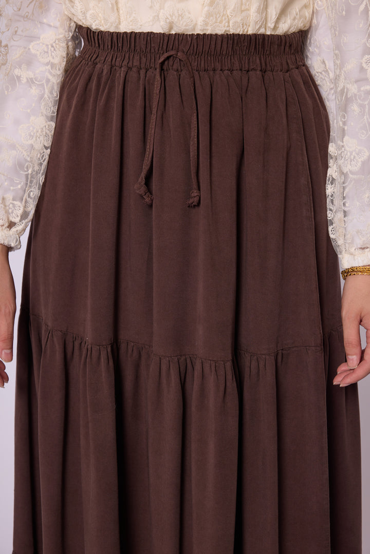 Volan Detaylı Tencel Etek Abacı Giyim