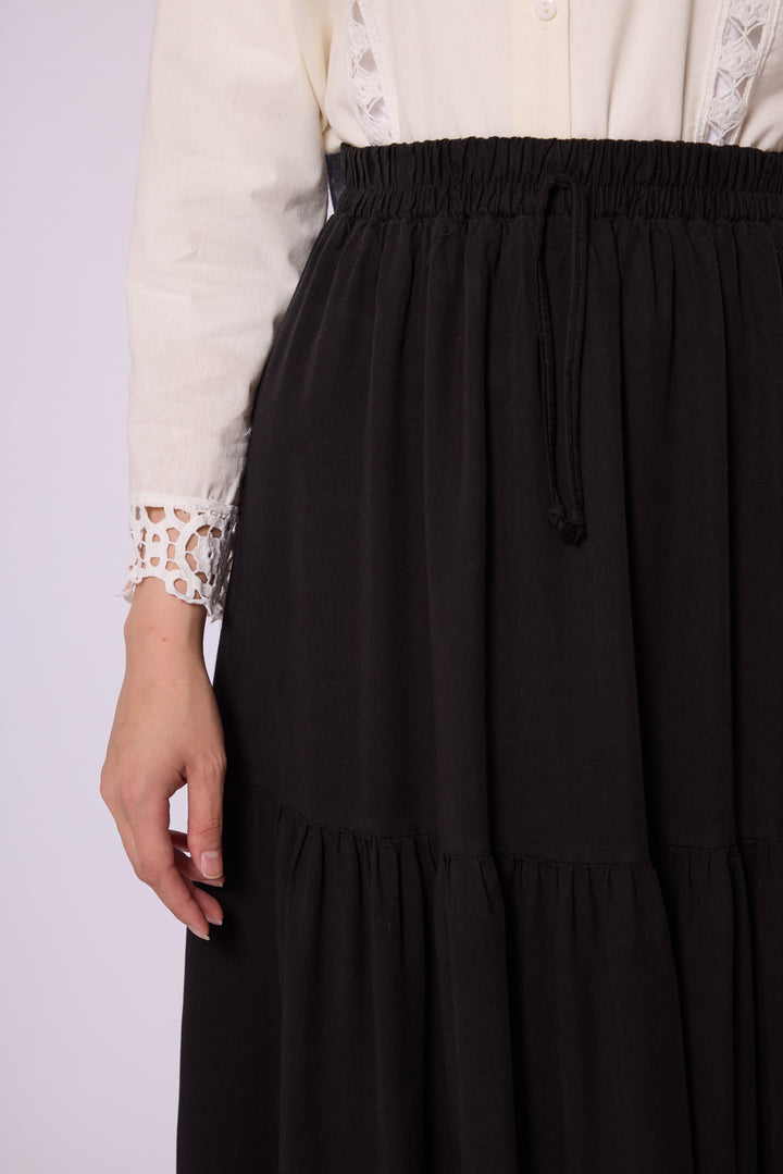 Volan Detaylı Tencel Etek Abacı Giyim