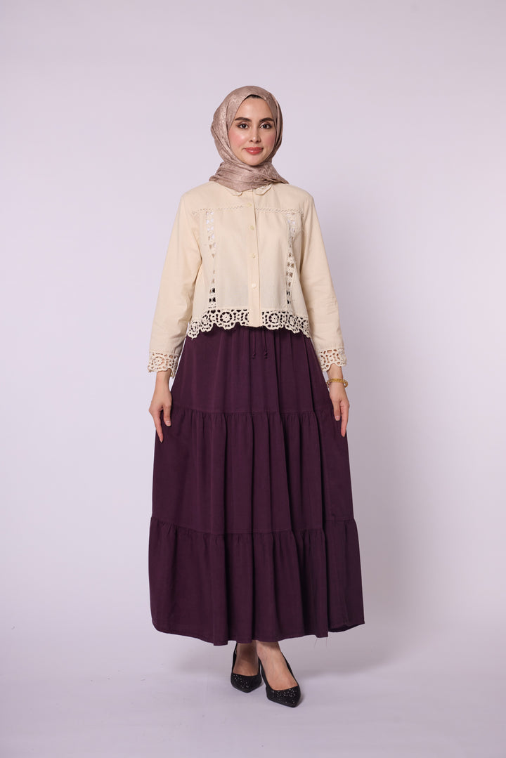 Volan Detaylı Tencel Etek