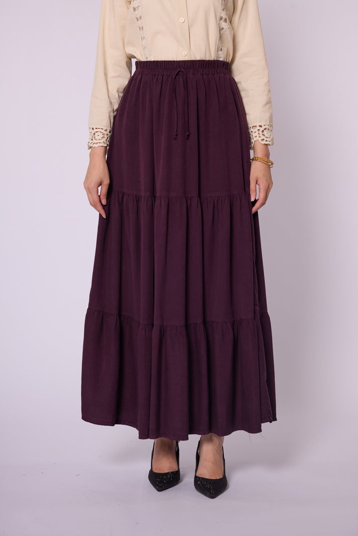 Volan Detaylı Tencel Etek