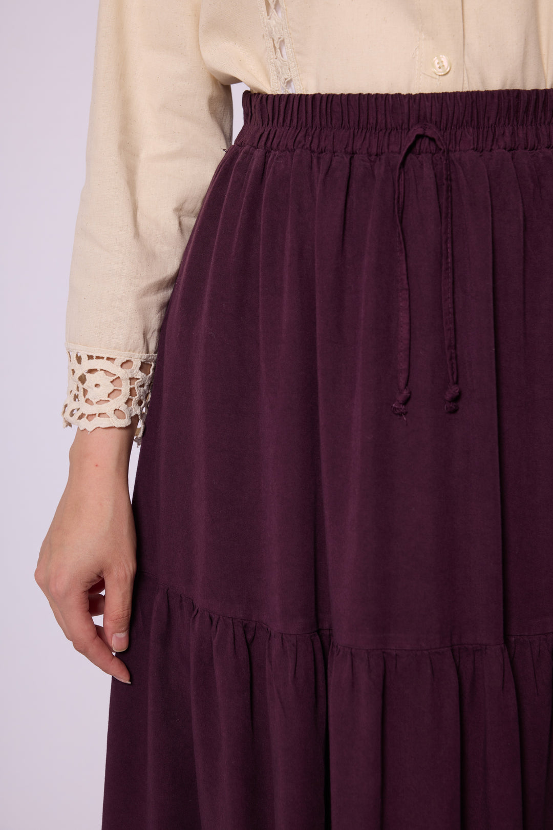Volan Detaylı Tencel Etek