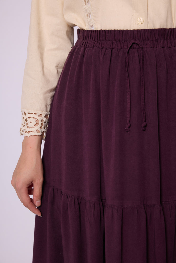 Volan Detaylı Tencel Etek