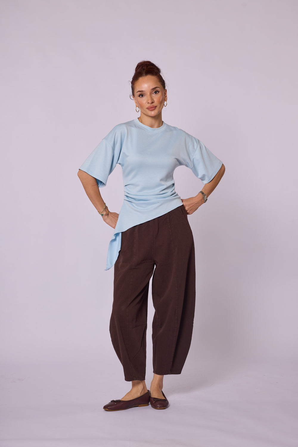 Asimetrik Drapeli Modern Bluz Abacı Giyim
