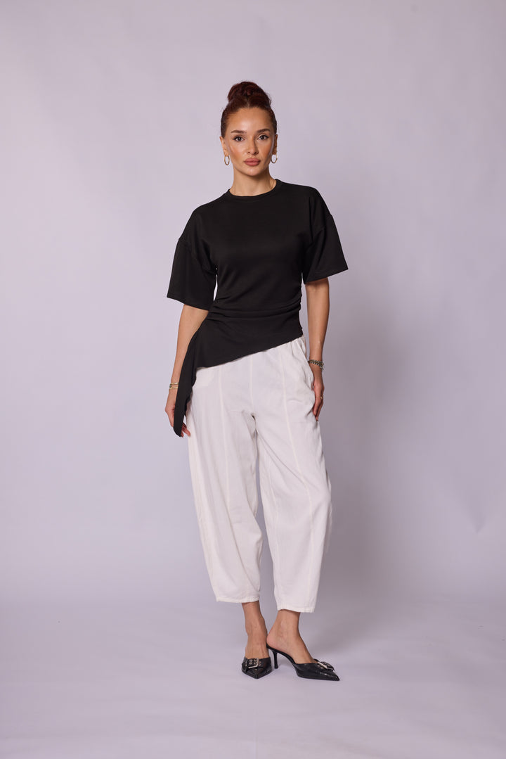 Asimetrik Drapeli Modern Bluz Abacı Giyim
