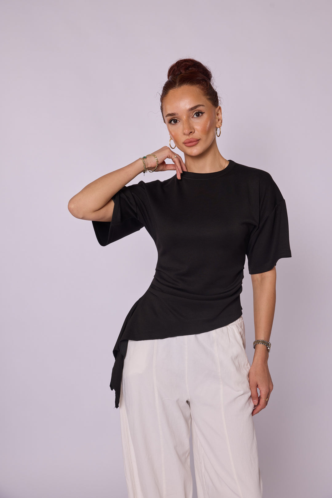 Asimetrik Drapeli Modern Bluz Abacı Giyim