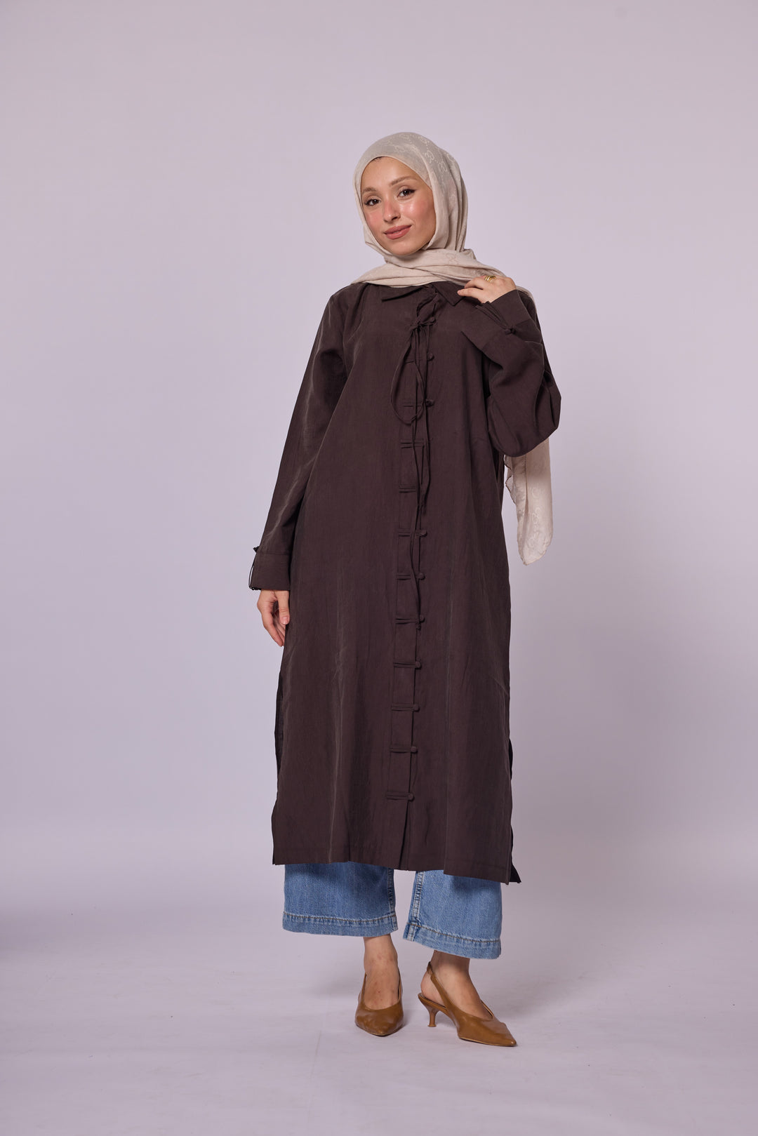 Bağlama Detaylı Uzun Koton Tunik Abacı Giyim