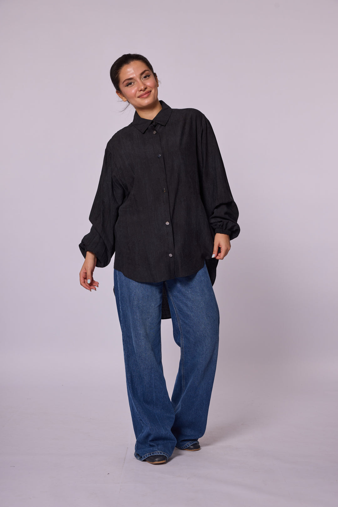 Oversize Düğmeli Uzun Tunik